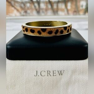 J. Crew 🐆 Cheetah-print Calf Hair & Gold-tone Hinged Bracelet